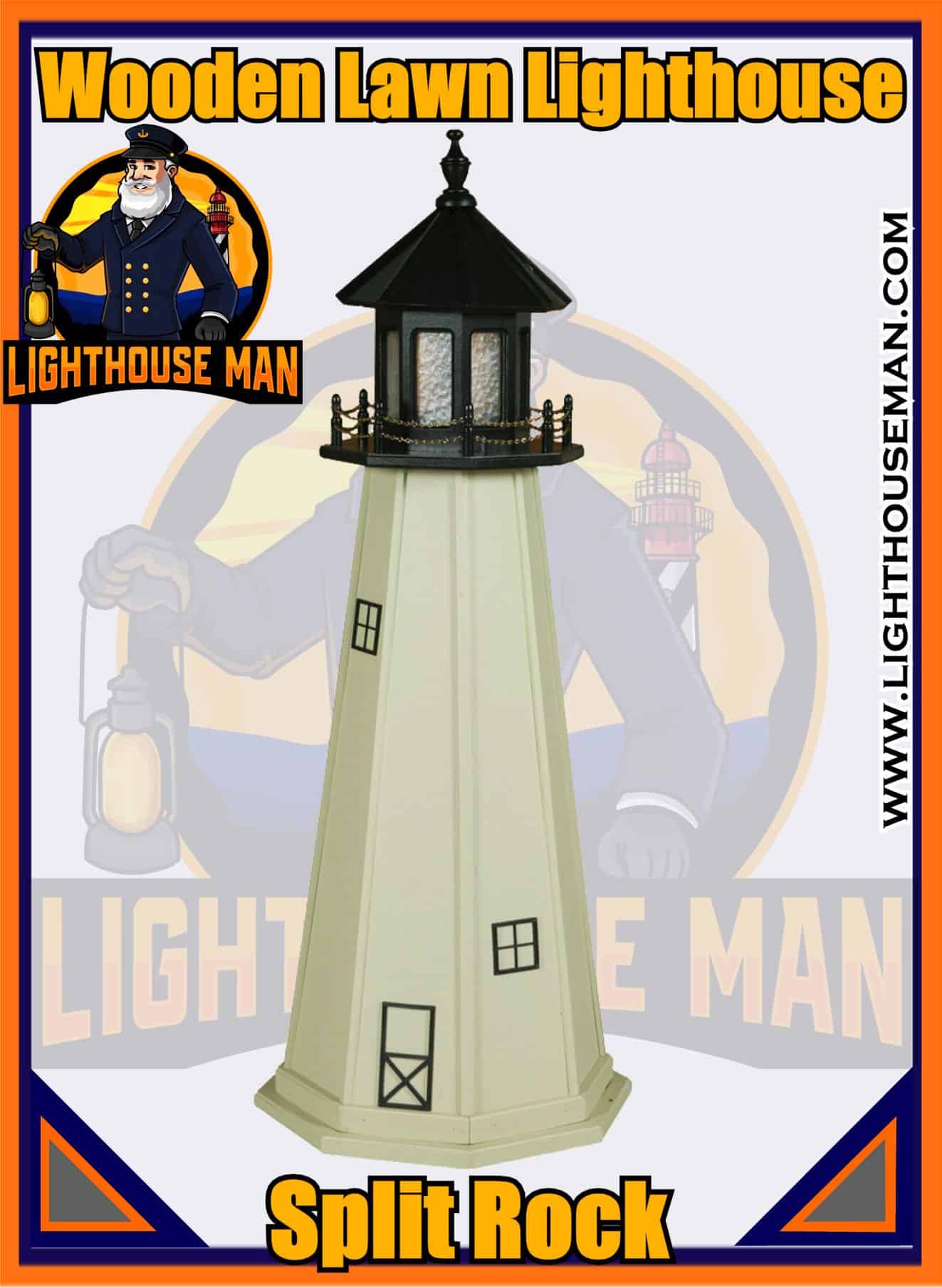 Split Rock Amish Wooden 4' Garden Lighthouse