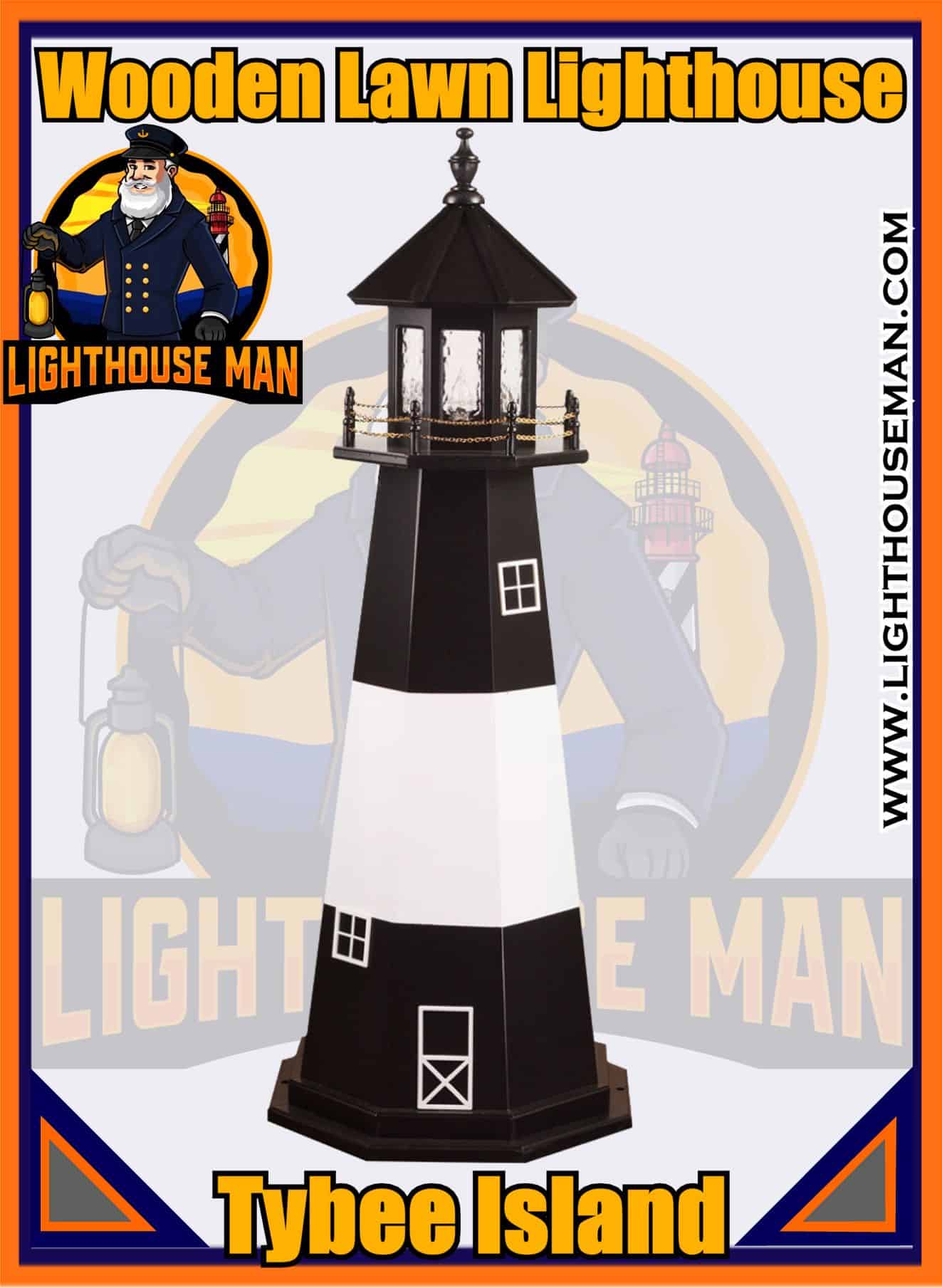 Tybee Island Amish Wooden 4' Garden Lighthouse